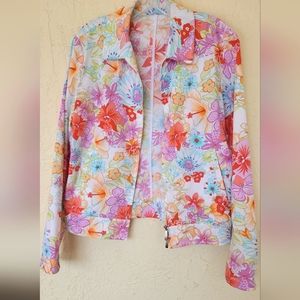 Burberry Flower 🌸 RARE Jacket / Coat Women Girl Purple Orange Green Red White